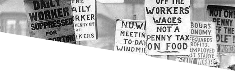 Strikers protesting
        during 1926 General Strike