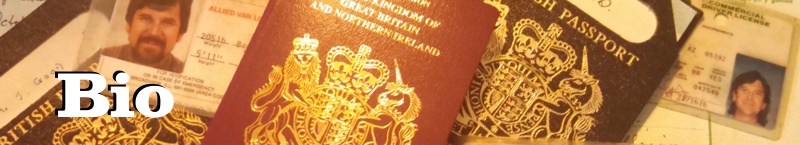 Bio banner with passports and ID background