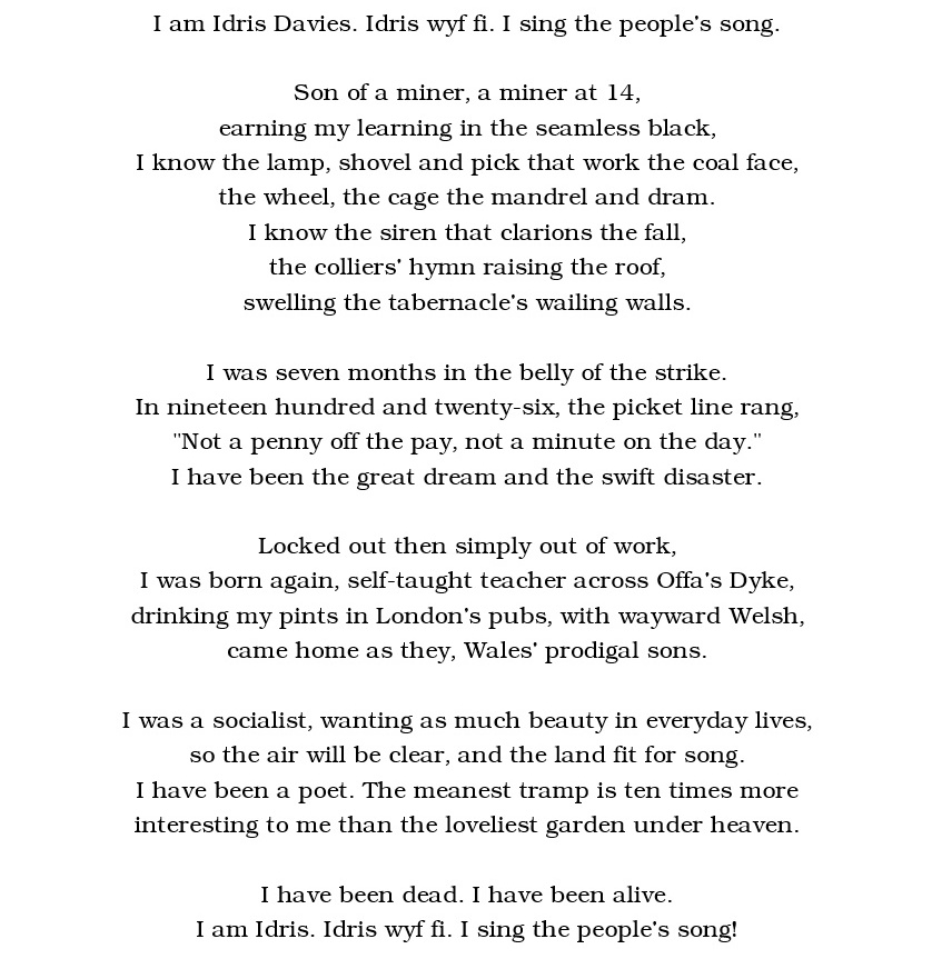 The poem Idris Speaks
