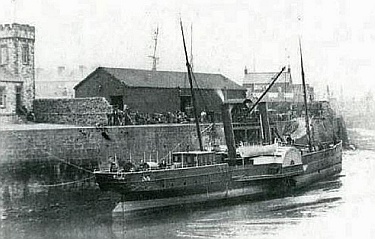 Swansee dock in late 1800s with paddle steamer